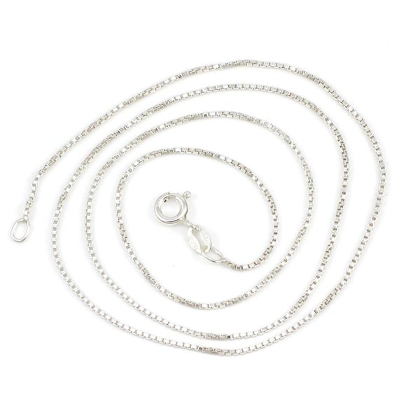 New Without Tags SS Italy 1mm Box Chain Necklace - Picture 2 of 4